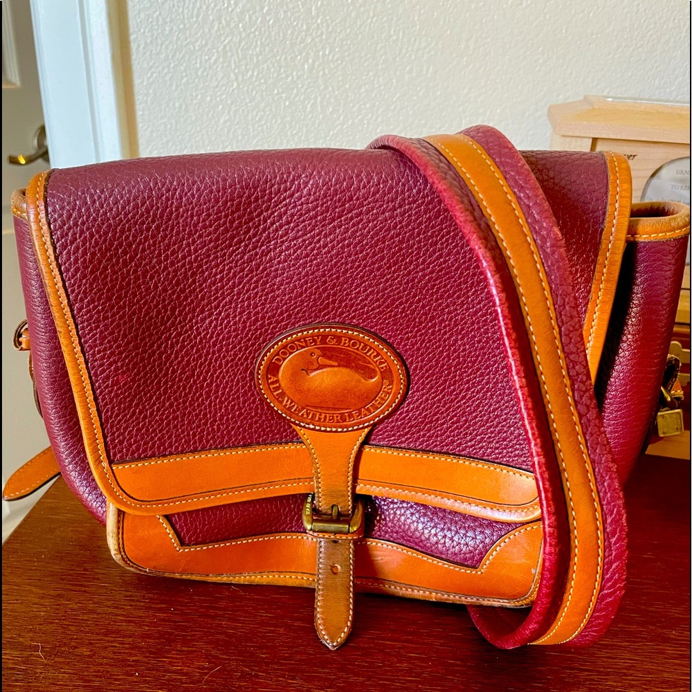 Red all leather weather vintage Dooney & Burke